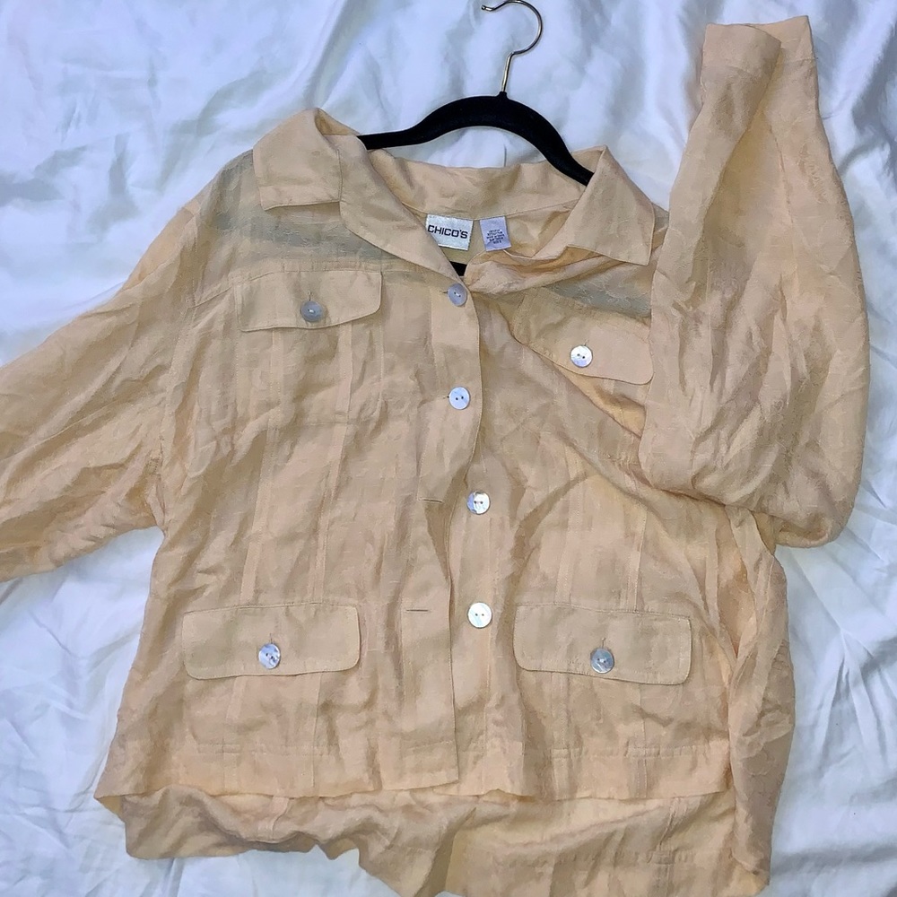 Chico’s vintage tan size 3 button up
